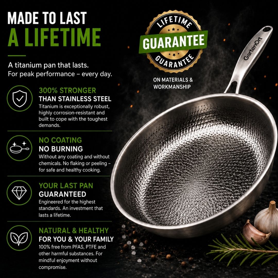 TitanPure Pro – Titanium pan without non-stick coating, PFAS- and PTFE-free | 30 cm