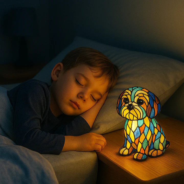Luminous dog handmade lamp